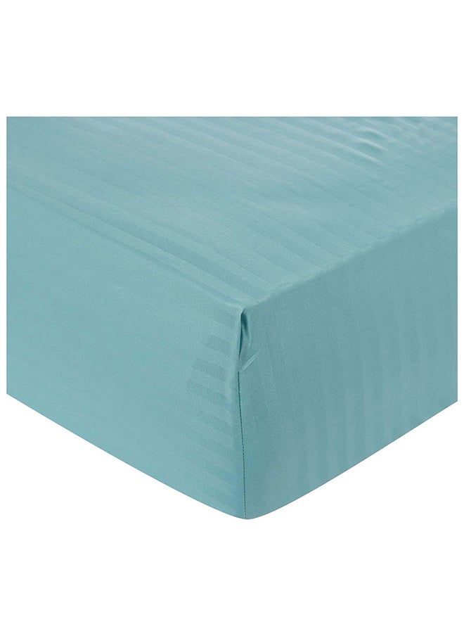 Hotel Collection HOTEL COLLECTION Stripe TEAL BLUE Super King Fitted Sheet 200x200 cm with 2 Pillow Cases  - Image 1