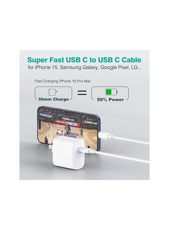 ملائكي  كابل USB-C إلى USB-C لشحن ماك بوك Air وماك بوك Pro وآي بيد Pro 13 و12.9 و11 بوصة، آي بيد Air 5 و4، ميني 6، A17 Pro، آيفون 16 و15 Pro Max Plus، بيكسل، سامسونج، كابل شحن سريع USB-C - Image 3