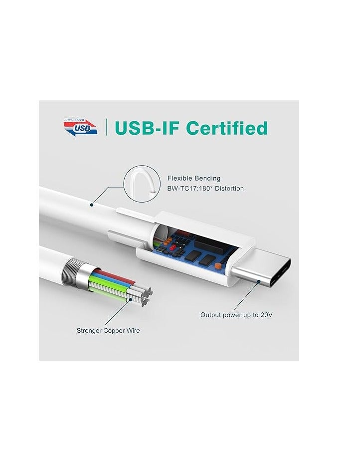 ملائكي  كابل USB-C إلى USB-C لشحن ماك بوك Air وماك بوك Pro وآي بيد Pro 13 و12.9 و11 بوصة، آي بيد Air 5 و4، ميني 6، A17 Pro، آيفون 16 و15 Pro Max Plus، بيكسل، سامسونج، كابل شحن سريع USB-C - Image 2