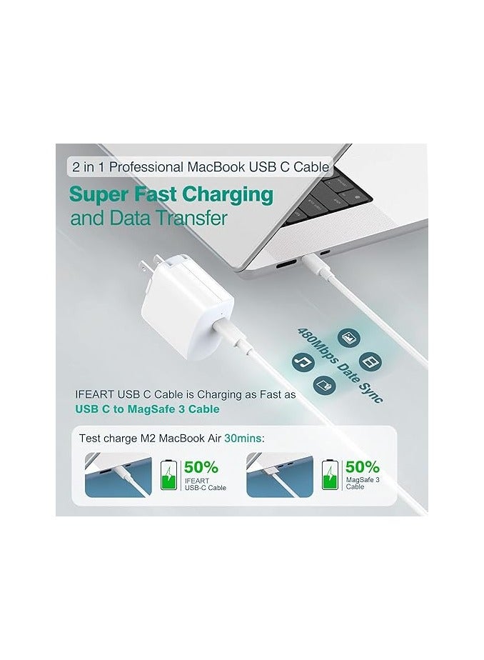 ملائكي  كابل USB-C إلى USB-C لشحن ماك بوك Air وماك بوك Pro وآي بيد Pro 13 و12.9 و11 بوصة، آي بيد Air 5 و4، ميني 6، A17 Pro، آيفون 16 و15 Pro Max Plus، بيكسل، سامسونج، كابل شحن سريع USB-C - Image 5