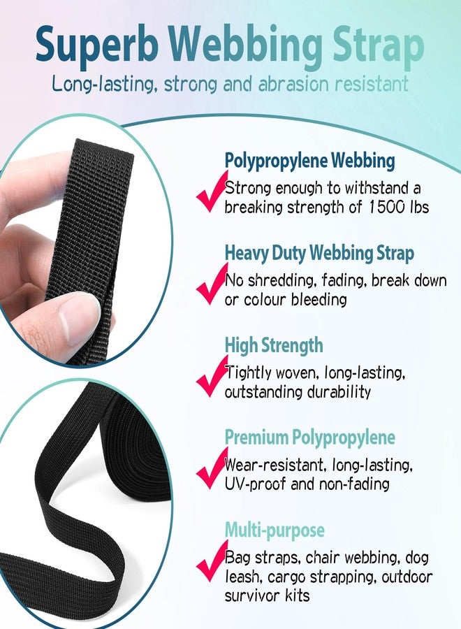 YOGHAVRS Polypropylene Webbing 1 Inch 1.5 Inch Nylon Webbing Straps for Bags, Pets, Climbing Outdoors Indoors Crafting DIY(Black, 1 inch x 10 Yards) - Image 3
