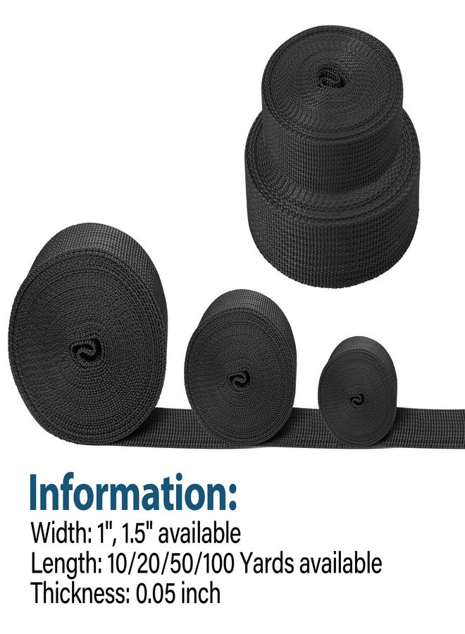 YOGHAVRS Polypropylene Webbing 1 Inch 1.5 Inch Nylon Webbing Straps for Bags, Pets, Climbing Outdoors Indoors Crafting DIY(Black, 1 inch x 10 Yards) - Image 2