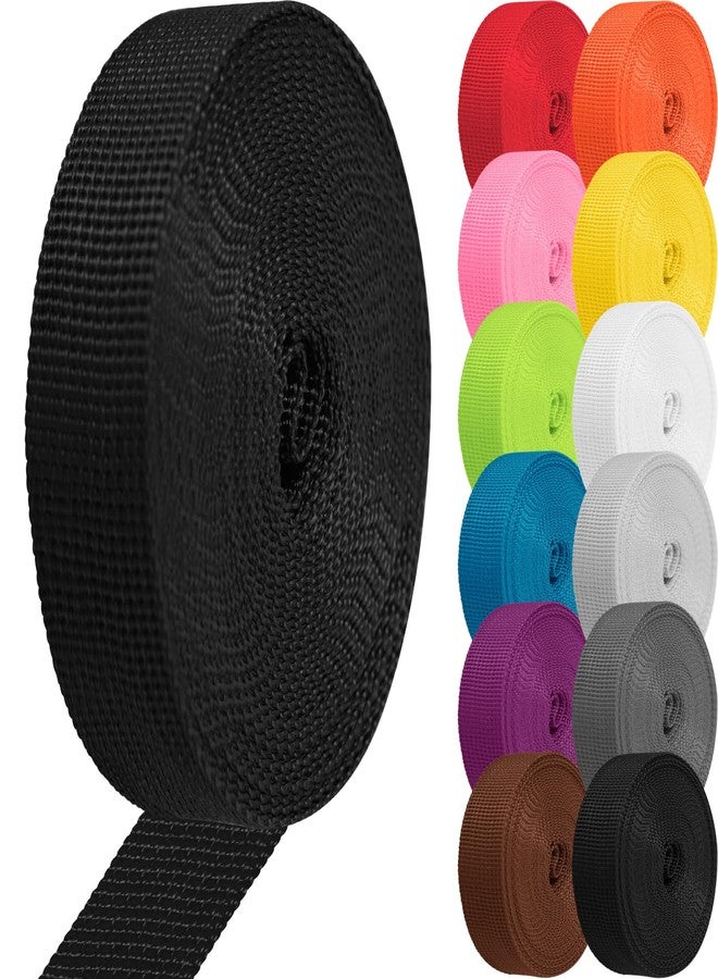 YOGHAVRS Polypropylene Webbing 1 Inch 1.5 Inch Nylon Webbing Straps for Bags, Pets, Climbing Outdoors Indoors Crafting DIY(Black, 1 inch x 10 Yards) - Image 1