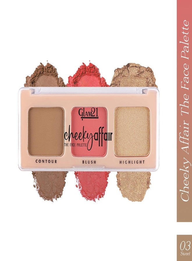 Glam 21 Glam21 Cheeky Affair The Face Palette |Multipurpose Palette 3 In 1 Contour, Blush & Highlight Palette |Long-Lasting Formula | Waterproof | Sweatproof | Sweet-8.6Gm - Image 2