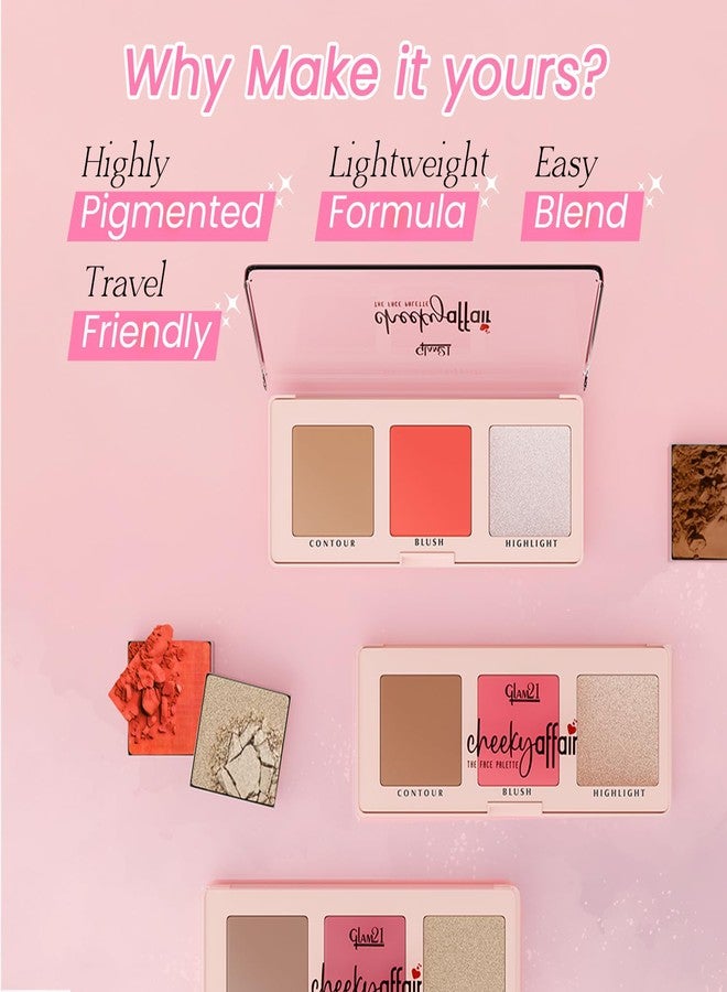 Glam 21 Glam21 Cheeky Affair The Face Palette |Multipurpose Palette 3 In 1 Contour, Blush & Highlight Palette |Long-Lasting Formula | Waterproof | Sweatproof | Sweet-8.6Gm - Image 3