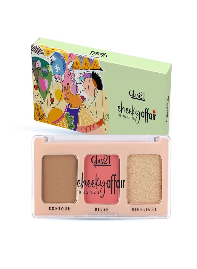 Glam 21 Glam21 Cheeky Affair The Face Palette |Multipurpose Palette 3 In 1 Contour, Blush & Highlight Palette |Long-Lasting Formula | Waterproof | Sweatproof | Sweet-8.6Gm - Image 1