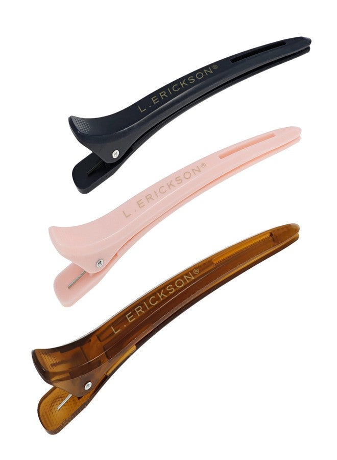 L. Erickson Les Clips - Styler Pinch Clip 3 Pack, Navy | Pink | Tortoise - Image 1
