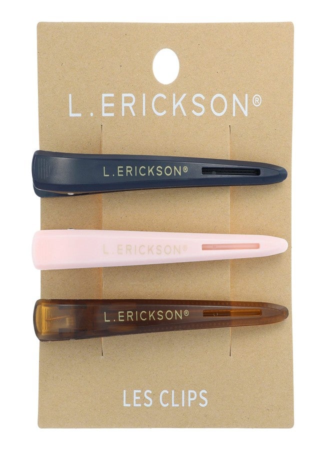 L. Erickson Les Clips - Styler Pinch Clip 3 Pack, Navy | Pink | Tortoise - Image 4