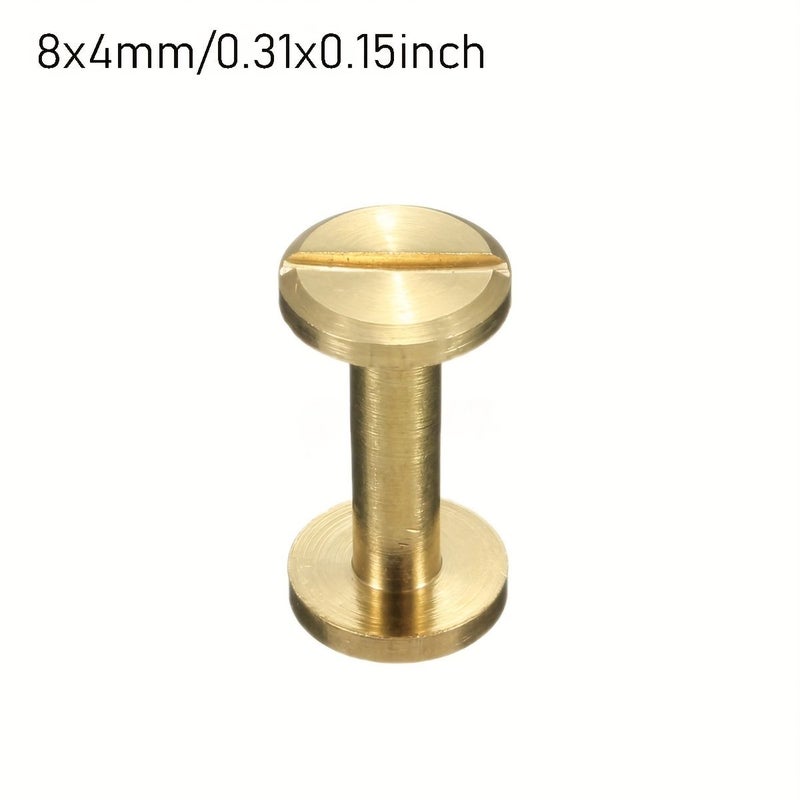 10pcs Solid Brass Binding Screws 8x7mm Flat Cap Studs for Album Leather Craft Rivets - Image 2