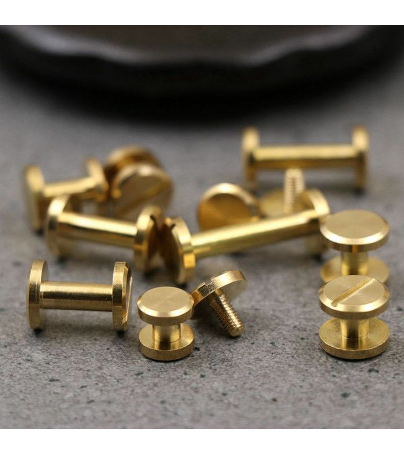 10pcs Solid Brass Binding Screws 8x7mm Flat Cap Studs for Album Leather Craft Rivets - Image 3
