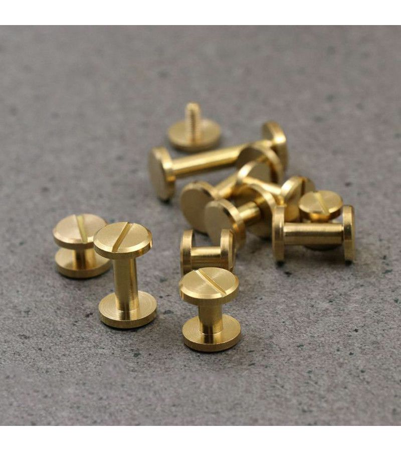 10pcs Solid Brass Binding Screws 8x7mm Flat Cap Studs for Album Leather Craft Rivets - Image 5