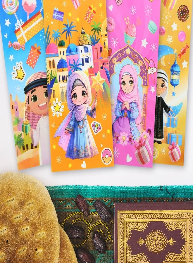 Boerni Eid Mubarak Cellophane Treat, Lovely Muslim Ramadan Decorations Cartoon Print Goodie Bags Candy Cellophane Goody Favor Gift Bags for Kids Boys Girls, Muslim Islamic Eid Iftar Diwali Party Supplies - Image 4