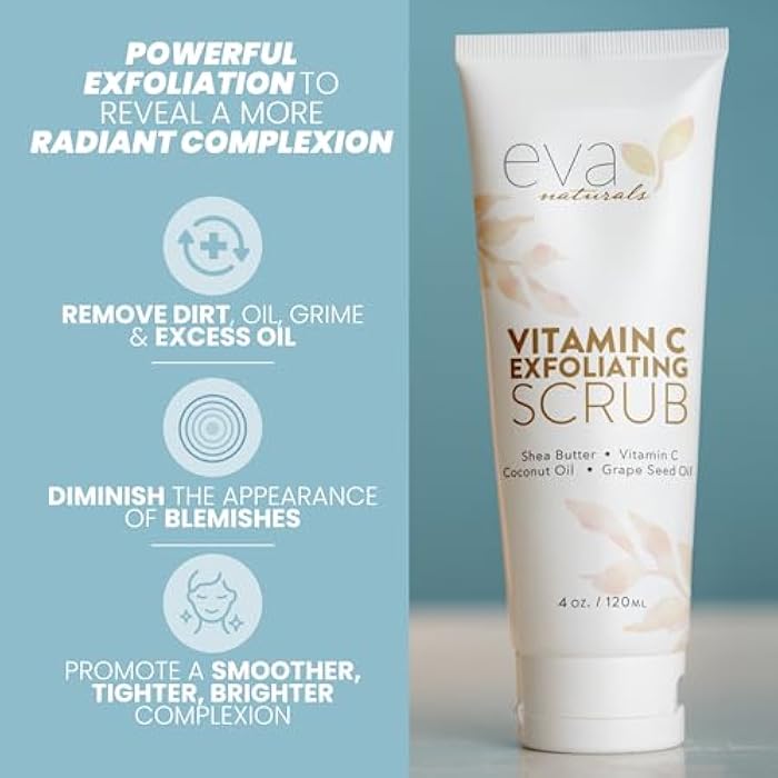 Eva Naturals Vitamin C Facial Scrub - Cleanse and Clear Face, Exfoliating Wash - Image 2