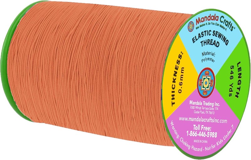 Mandala Crafts Terracotta Shirring Elastic Thread for Sewing, Knitting, Smocking, and DIY Crafts - 546 Yards 0.6mm Fine Thin Stretch Thread for Sewing Machines - Image 2
