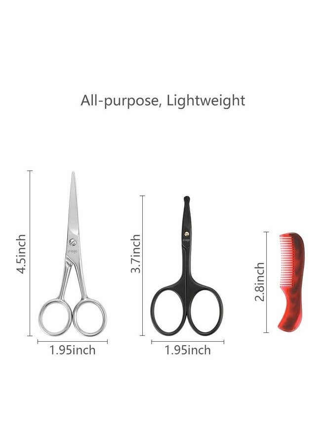 4.5 Inches Beard & Mustache Scissors For Men Professional Rounded Tip Safety Sharp Stainless Steel Small Beauty Facial Nose Hair Trimming Shears Kit With Mini Comb And Leather Case - pzsku/Z30C8750212358D4981C3Z/45/_/1677912892/88350dba-a6c0-4c78-b48f-70dbbf02770b