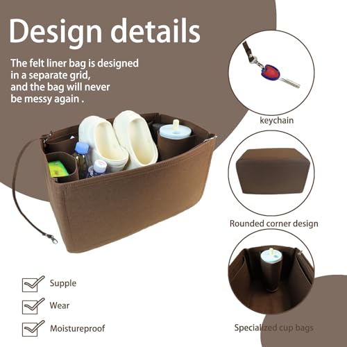 Lckaey beach accessories for bogg bag organizer xl Organizing for bogg tote accessories inserts divider organizer 3018coffeeL - Image 3