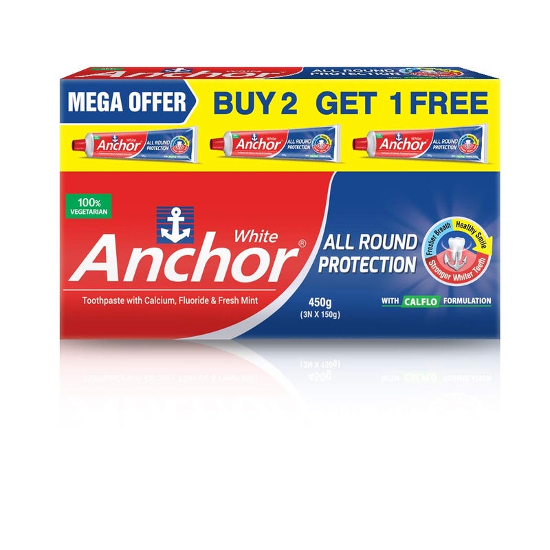 Anchor معجون أسنان أنكر للحماية الشاملة - 450 جرام (150 جرام × 3) - Image 1