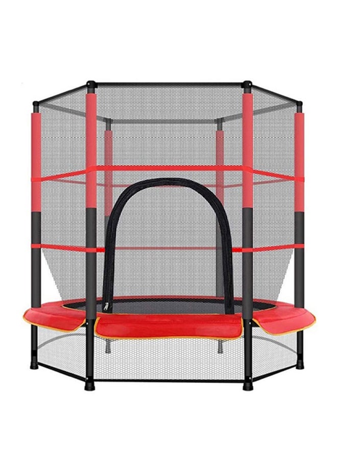 5.5 Feet Indoor And Outdoor Kids Trampoline With Enclosure - Red 140x140x160cm - Image 1