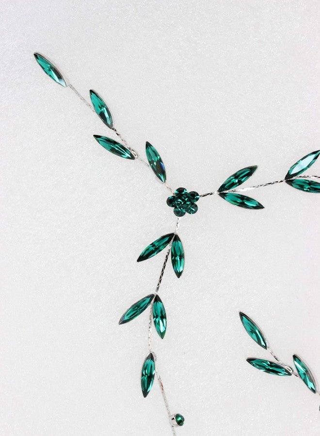 Faship Gorgeous Green Rhinestone Crystal Necklace Earrings Set - Green - Image 4
