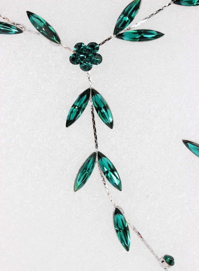 Faship Gorgeous Green Rhinestone Crystal Necklace Earrings Set - Green - Image 5