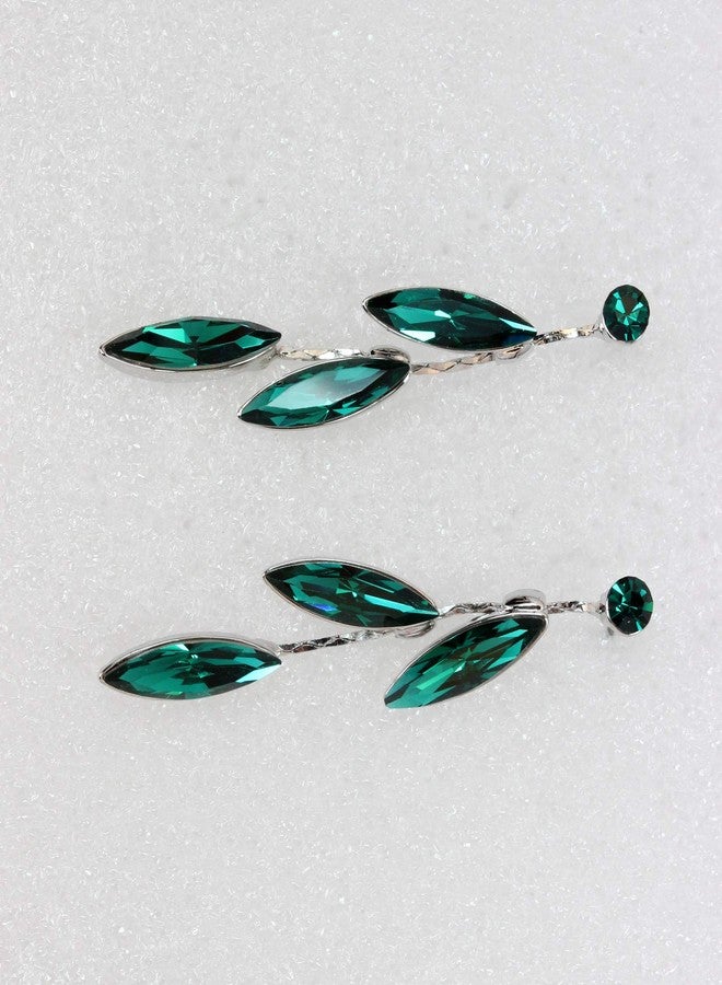 Faship Gorgeous Green Rhinestone Crystal Necklace Earrings Set - Green - Image 3