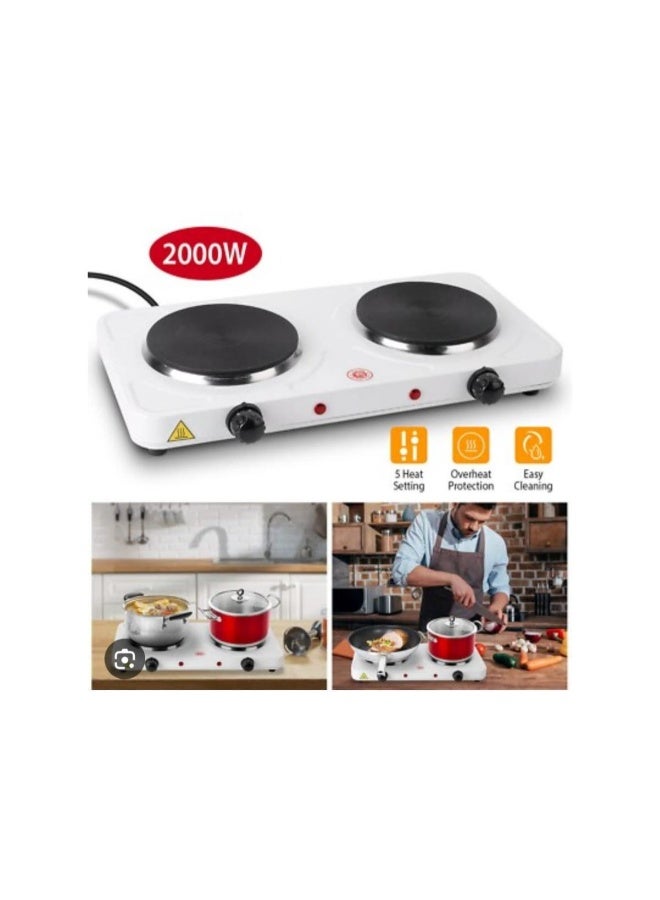 Tradeo 2000W Double Electric Burner Hot Plate Portable Dual Cooking Stove with Adjustable Temperature - Image 2