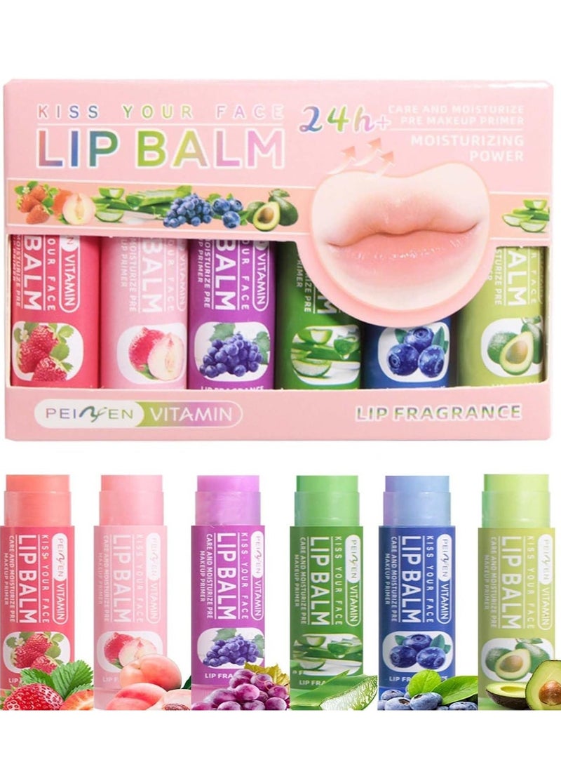 Generic 6-Piece Fruit Lip Balm Set â Assorted Flavors for Day  Night Moisturizing Lip Care Natural Lip Balm Kit for Soft, Hydrated Lips, Ideal for Soothing Dry and Cracked Lips with Long-Lasting Protection  - Image 1