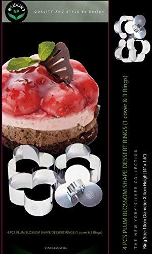 Newline NY Stainless Steel Dessert Rings 4 Pcs Plum Blossom Shape Molded Starters Appetizers Salads, Pastries Mousse Molding Layering Cutter - Image 3