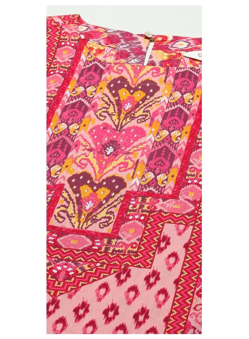 Biba pink Pink Cotton Printed Straight Suit Set for Women | Best Price UAE
