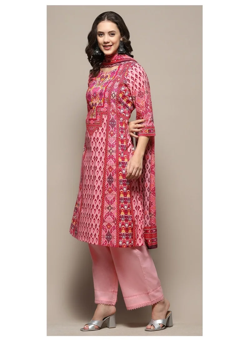 Biba pink Pink Cotton Printed Straight Suit Set for Women | Best Price UAE