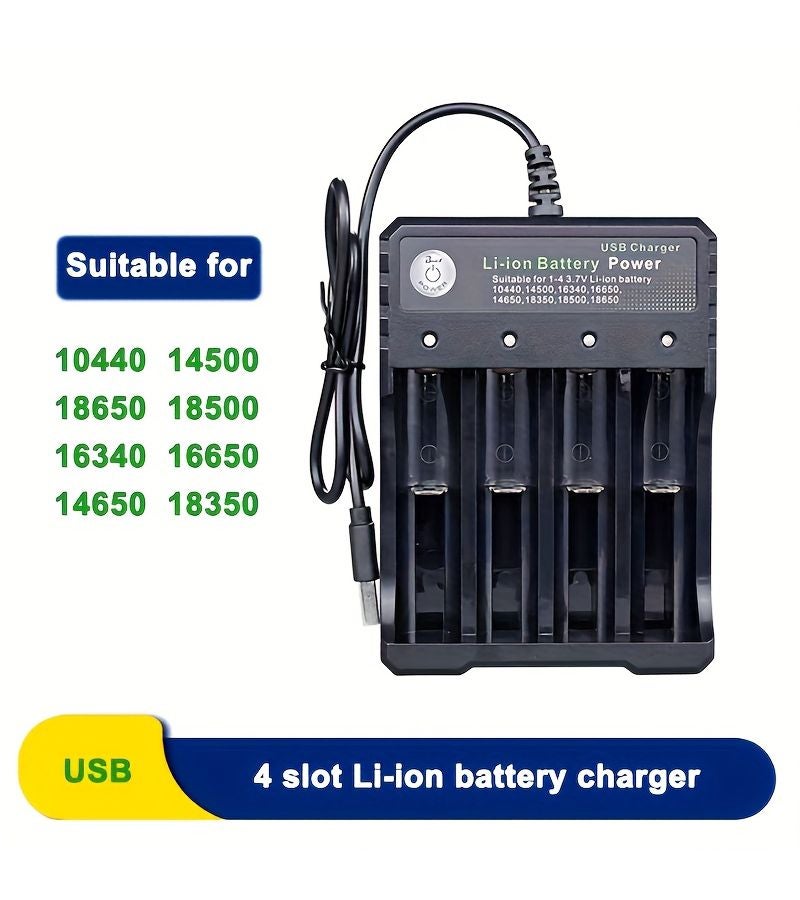طقم 4 بطاريات + شاحن واحد: بطاريات 18650 3.7V 1800mAh قابلة لإعادة الشحن ذات قمة زرية مع شاحن ذكي عالمي لـ 18650 26650 14500 16340 18500 - Image 5