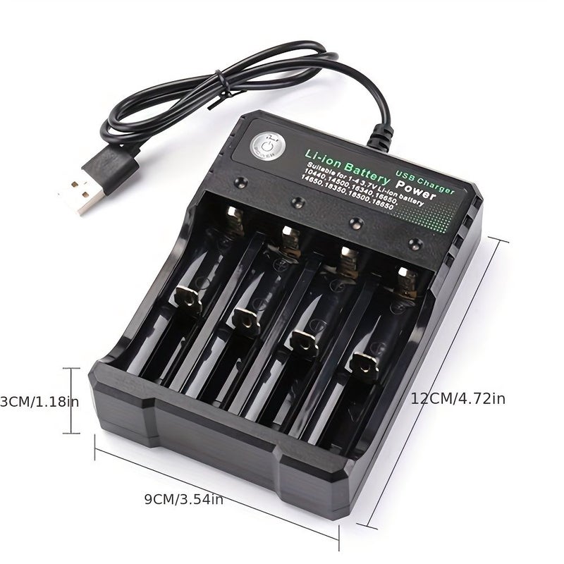 طقم 4 بطاريات + شاحن واحد: بطاريات 18650 3.7V 1800mAh قابلة لإعادة الشحن ذات قمة زرية مع شاحن ذكي عالمي لـ 18650 26650 14500 16340 18500 - Image 4
