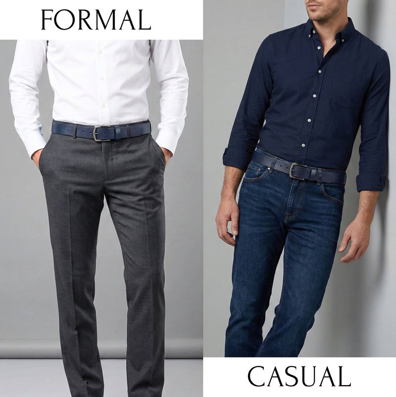 Classic Milano Genuine Leather Belts for men Print Texas Osaka 40MM Belt men PTX-408 (Blue) by Milano Leather - Image 2