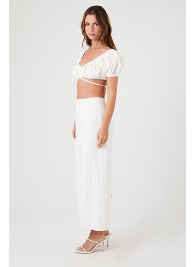 FOREVER 21 Puff-Sleeve Crop Top & Maxi Skirt Set - Image 3