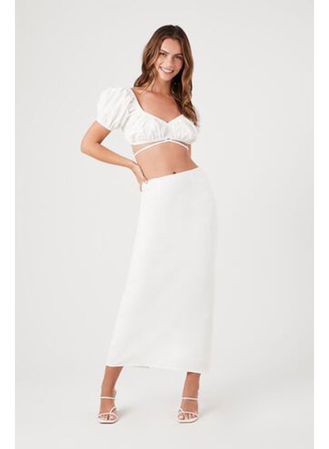 FOREVER 21 Puff-Sleeve Crop Top & Maxi Skirt Set - Image 4