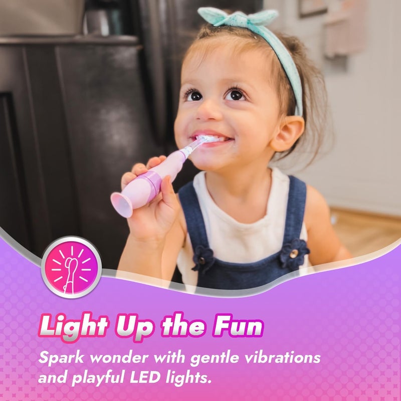 Papablic Toddler Sonic Electric Toothbrush Kids for Ages 1-3 Years, Baby Electric Toothbrush with Cute Unicorn Cover and Smart LED Timer, 4 Brush Heads (Arya) - Image 3