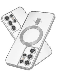 Samsung Galaxy S21 Ultra Mag-safe Case Support Wireless Charging Galaxy S21 Ultra Magnetic Cover Soft TPU Shockproof Camera Lens Protective Case Silver