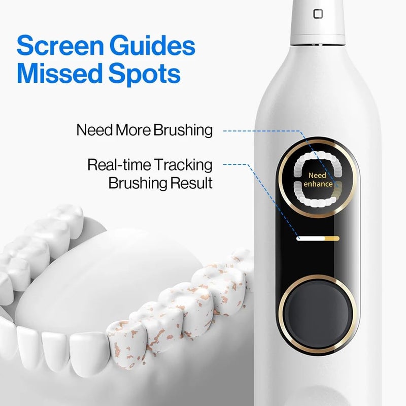 usmile Y10 PRO Rechargeable Electric Toothbrush with Smart Display, Missed Spot Detection, Pressure Sensor, 180-Day Battery Life, IPX8 Waterproof, Travel-Friendly with 2 Brush Heads - Image 4