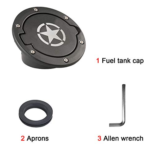 Hooke Road Wrangler JK Gas Cap Cover Fuel Filler Door Compatible with Jeep Wrangler JK & Unlimited 2007-2018 - Image 5