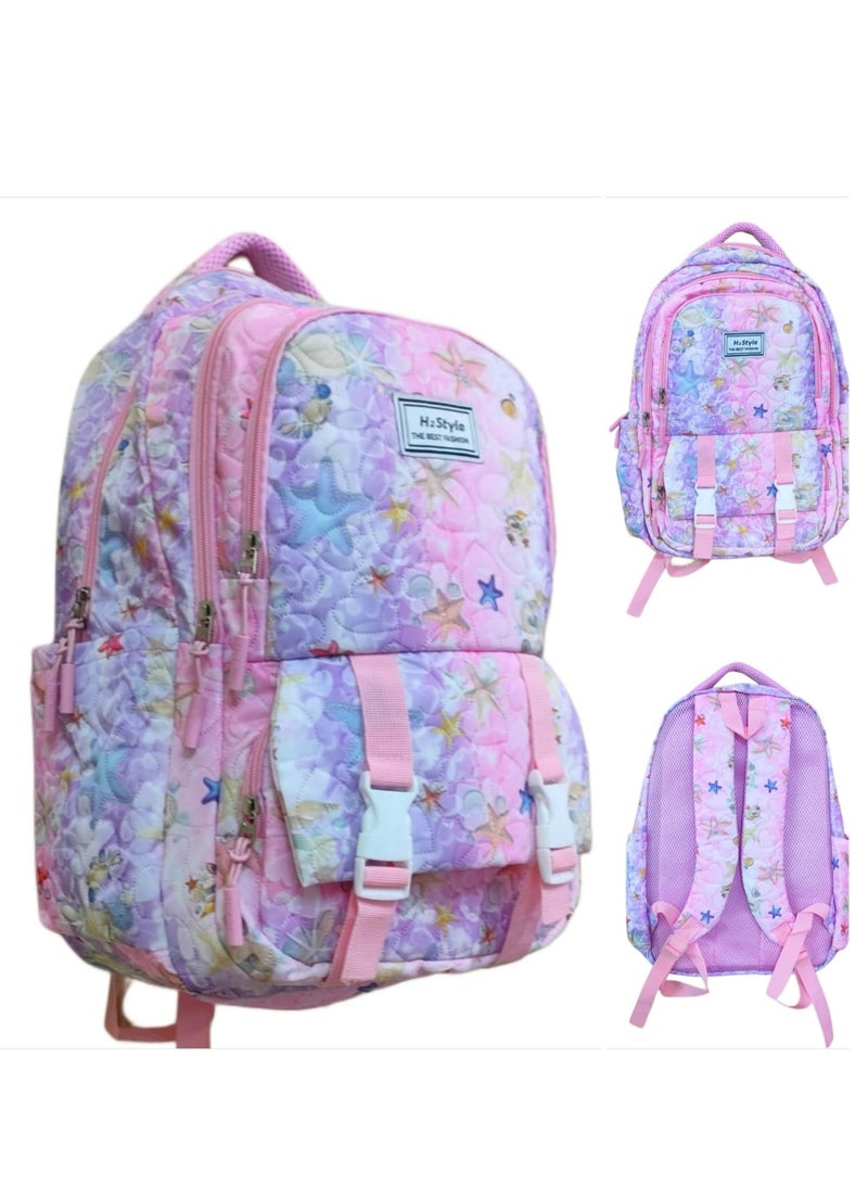 Wide large captone trendy school baded multizips bag backpack