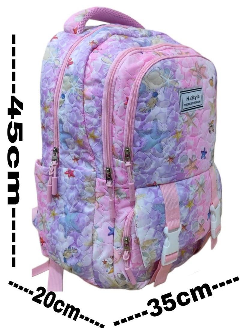 Wide large captone trendy school baded multizips bag backpack