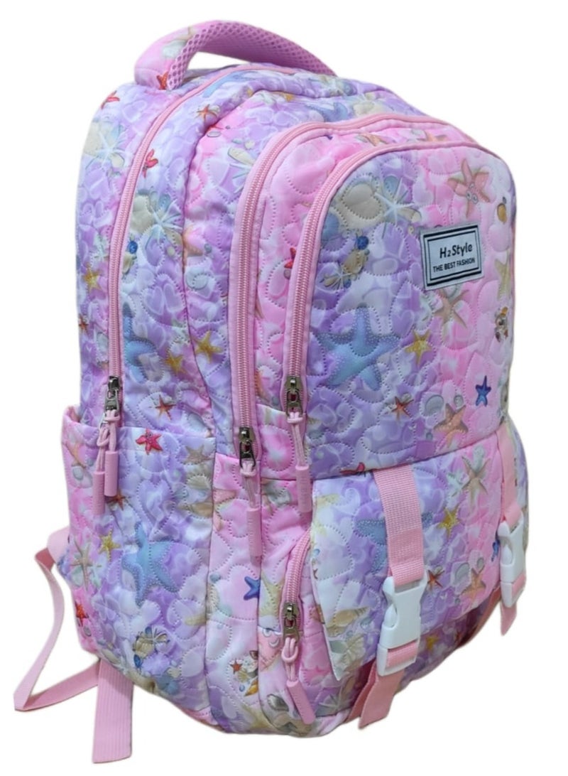 Wide large captone trendy school baded multizips bag backpack