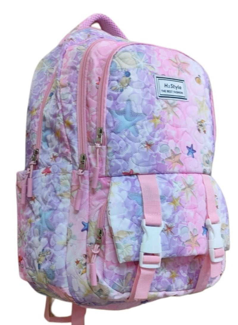 Wide large captone trendy school baded multizips bag backpack