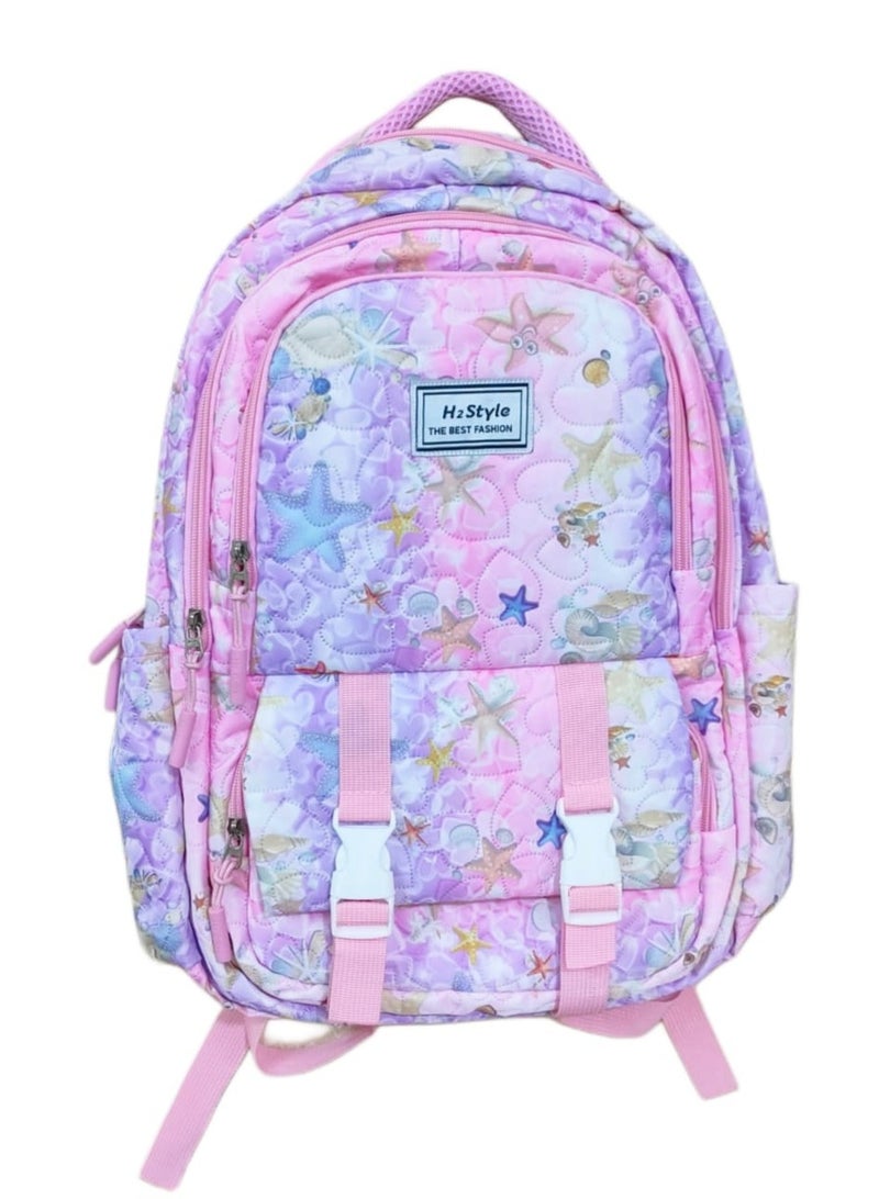 Wide large captone trendy school baded multizips bag backpack