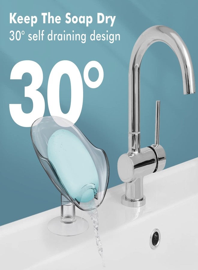 إنبيت حامل صابون NPET غير مثقوب، طبق صابون بلاستيكي ذاتي التصريف مع كوب شفط كبير، صينية صابون محمولة للحمام والدش وحوض المطبخ، توفر المساحة والصابون (قطعة واحدة شفافة) - Image 4