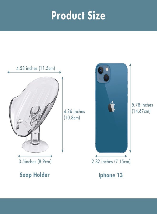 إنبيت حامل صابون NPET غير مثقوب، طبق صابون بلاستيكي ذاتي التصريف مع كوب شفط كبير، صينية صابون محمولة للحمام والدش وحوض المطبخ، توفر المساحة والصابون (قطعة واحدة شفافة) - Image 2