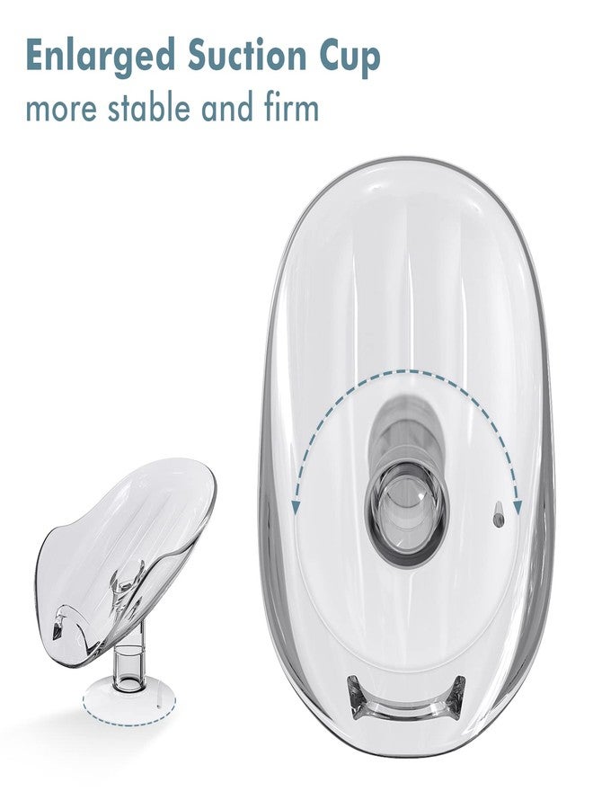 إنبيت حامل صابون NPET غير مثقوب، طبق صابون بلاستيكي ذاتي التصريف مع كوب شفط كبير، صينية صابون محمولة للحمام والدش وحوض المطبخ، توفر المساحة والصابون (قطعة واحدة شفافة) - Image 3