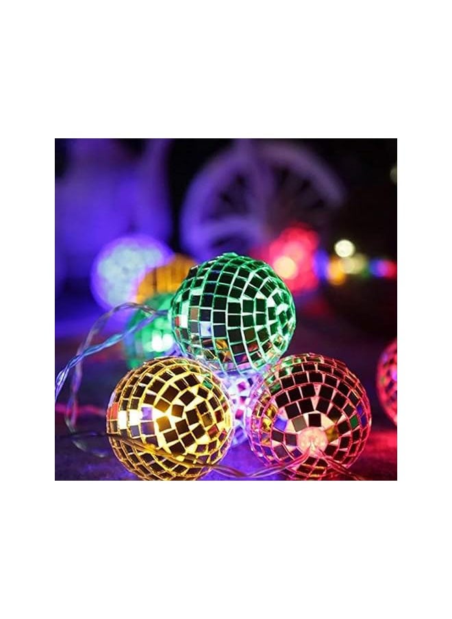 The Bros 10 Colored Lights LED Disco Ball Mirror LED Party Light String Christmas Lanterns, Battery Operated Portable Decorative Novelty Christmas Holiday Hanging Fairy Light Garland for Indoor/Outdoor  - Image 3