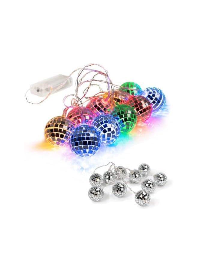 The Bros 10 Colored Lights LED Disco Ball Mirror LED Party Light String Christmas Lanterns, Battery Operated Portable Decorative Novelty Christmas Holiday Hanging Fairy Light Garland for Indoor/Outdoor  - Image 2