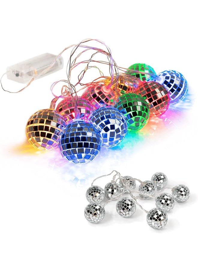 The Bros 10 Colored Lights LED Disco Ball Mirror LED Party Light String Christmas Lanterns, Battery Operated Portable Decorative Novelty Christmas Holiday Hanging Fairy Light Garland for Indoor/Outdoor  - Image 1